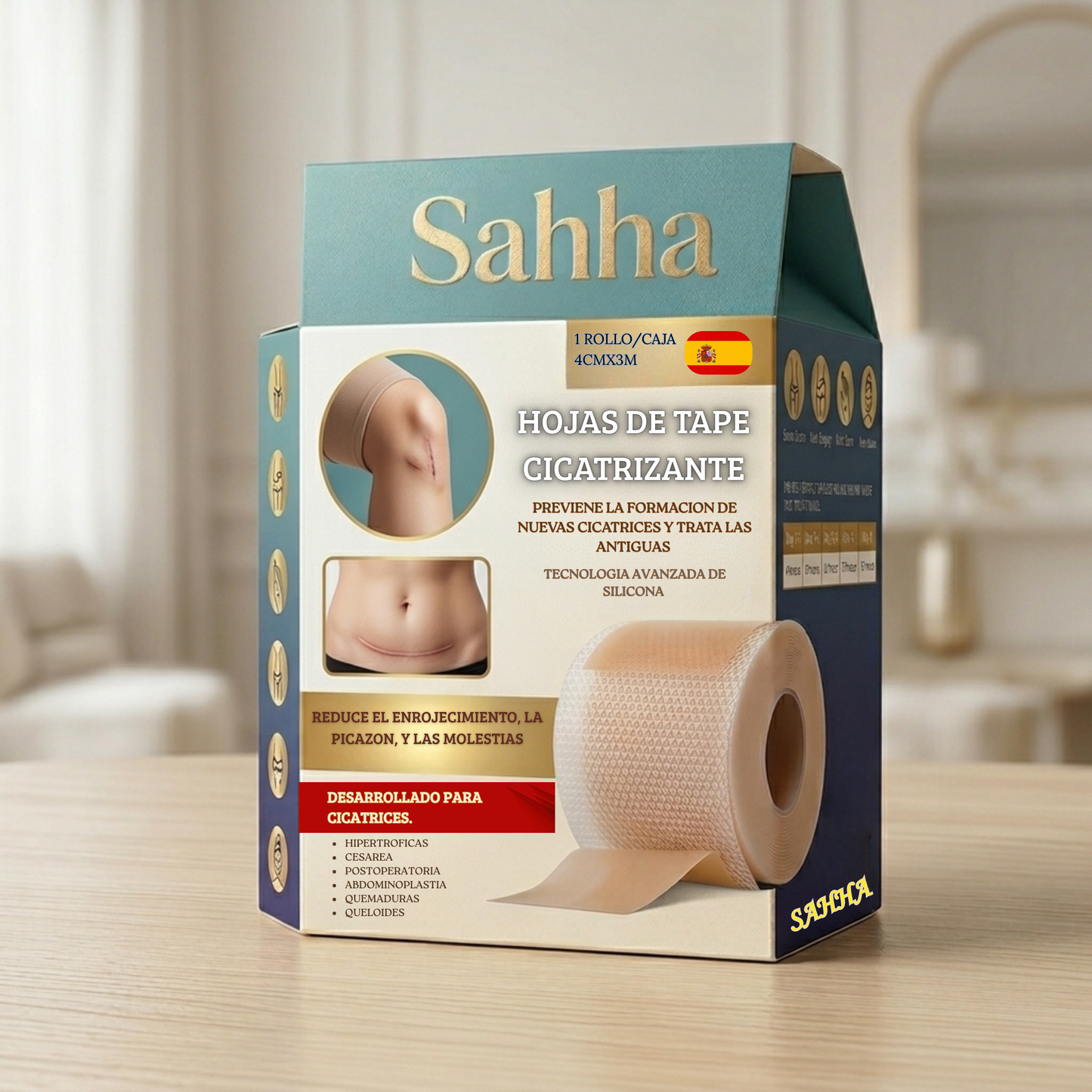 Tape Cicatrizante SAHHA — Regeneración Natural de la Piel