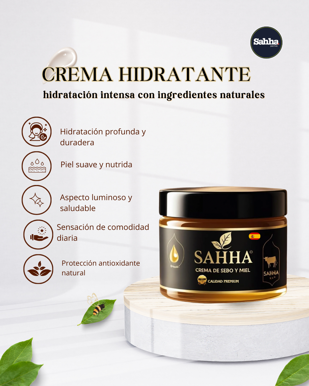 Crema Hidratante de Sebo y Miel SAHHA — Nutrición Profunda y Confort Diario para Tu Piel