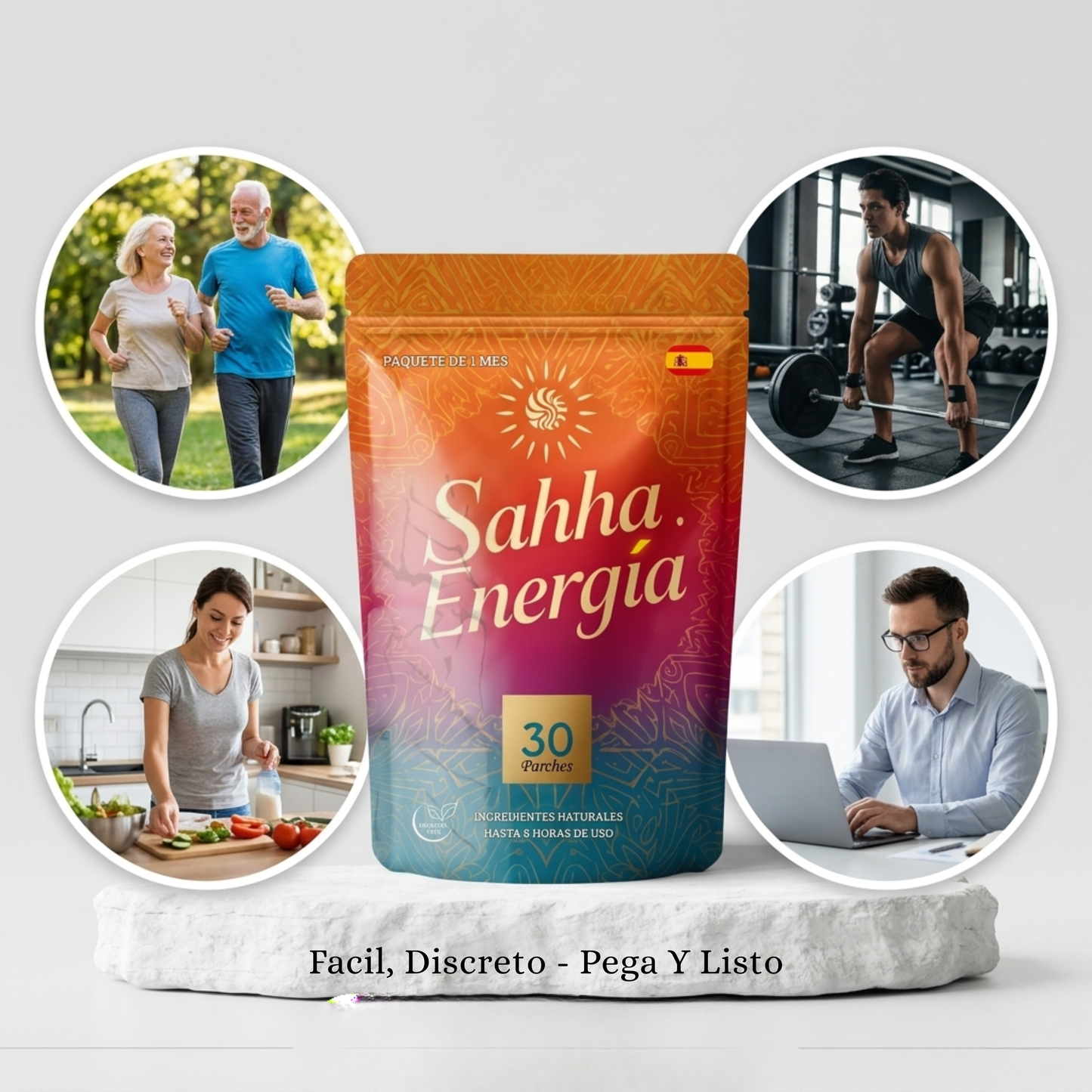 Parche de Energía SAHHA — 8 Horas de Energía Limpia. Sin Subidones. Sin Bajones.